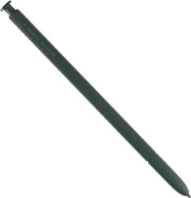 A dark green stylus pen is shown diagonally against a white background.