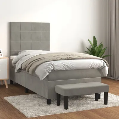 Produktbild von Maison Exclusive - Boxspringbett mit Matratze Hellgrau 90x200 cm Samt