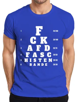 Productafbeelding van F*CK AFD, FASCISTENBANDE. Brilwinkel. Sarcasme. Heren T-shirt, blauw, XXL