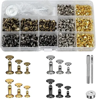 Imagen del producto de Juego de remaches de cuero, 300 unidades, robusto, para uso artesanal