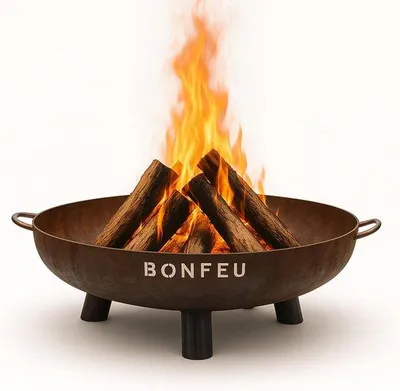 Produktbild von Famanu Feuerschale Cortenstahl mit Grillplatte für den Außenbereich - 100 cm
