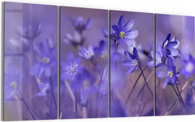 Produktbild von DEQORI Glasbild Echtglas 4x30x60 cm 'Blaue Traumblüten' Wandbilder XXL groß
