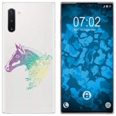 Produktbild von PhoneNatic Case kompatibel mit Samsung Galaxy Note 10 Silikon-Hülle Floral Pferd M5-4