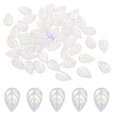 50 Blatt-Glaskugeln, 18 x 11 mm, AB-Farbe, für DIY-Schmuck