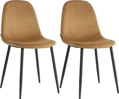 Produktbild von Lina® Napoli Esszimmerstuhl, komfortabler Sitz für Wohnzimmer und Esszimmer, Samtbezug - 2er Set - Camel