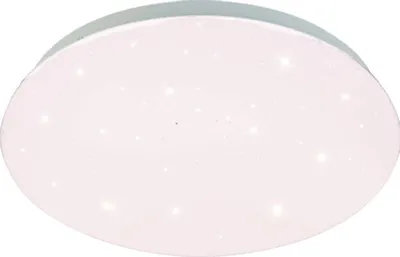 A white, circular ceiling light with multiple small, bright lights resembling stars.