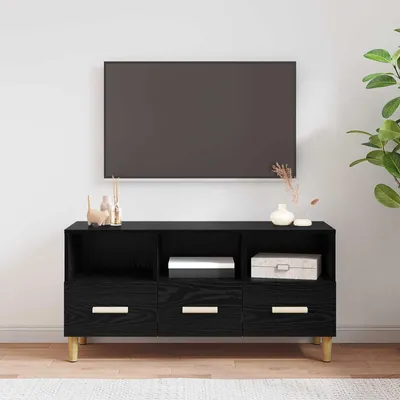 Image de Maison Exclusive - Meuble TV noir aspect chêne 102 x 36 x 50 cm en aggloméré