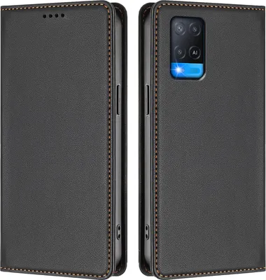 Produktbild von Handyhülle für Oppo A54 4G/A54S/A55 5G/A16/A16S/A55s 5G/A53s 5G/A56 5G, Kunstleder Klapphülle Stoßfeste Magnetische Hülle mit Ständer Schwarz