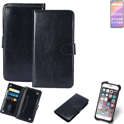 Produktbild von K-S-Trade 360° Hülle kompatibel mit BLU J6S schwarz Kunstleder Case BookCase WalletCase Kunstlederederhülle Handyhülle, Rundumschutz Bumper (1x)