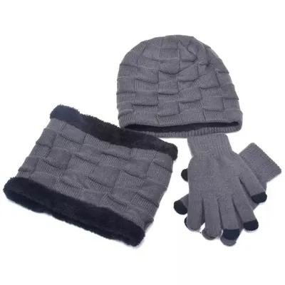 Immagine prodotto di Set Invernale da Uomo Grigio - Cappello, Sciarpa e Guanti KP21336