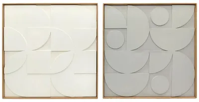 Image de Décoration murale, ensemble de 2 pièces, design géométrique en 3D, couleur gris clair