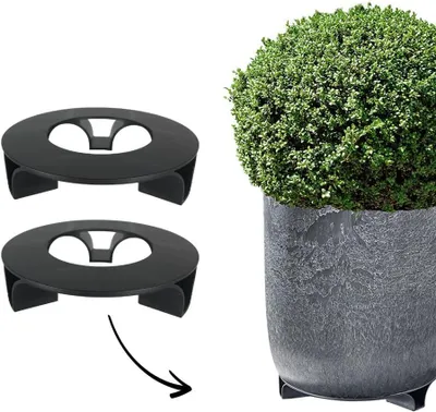 Zdjęcie produktu dla Zestaw 2 podstawek pod doniczki - Kolor: czarny - Okrągłe - Średnica: 16 cm - Wykonane z materiałów pochodzących z recyklingu - Wyprodukowano w Niemczech