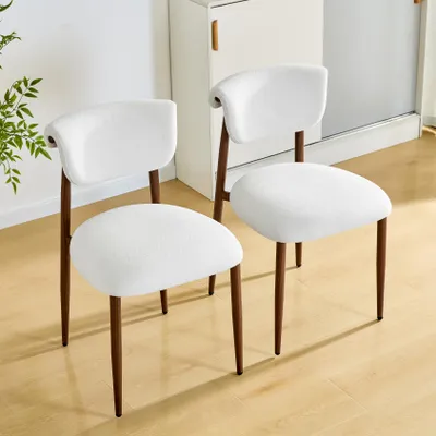 Image de OKWISH Chaise de Salle à Manger - Ensemble de 2 Chaises Modernes en Lin Blanc avec Dossier Courbé et Assise Confortable