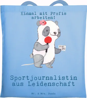 Produktbild von Mr. & Mrs. Panda Stoffbeutel Sportjournalistin Leidenschaft - Sky Blue - Geschenk, Spruch, Beutel, Lustig, Ausbildung, baumwoll shopper, Schultasche, Studium, Tasche