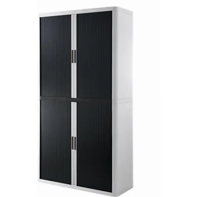 Produktbild von Rollladenschrank easyoffice BxTxH 86x37,5x204cm weiß/schwarz.