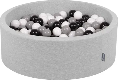 Image de KiddyMoon Piscine À Balles pour Bébé Rond 90x30cm - 300 ∅ 7cm balles pour enfants - made EU - Fosses À Boules Jouet - Gris clair : Blanc/Noir/Gris