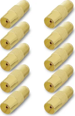 Produktbild von ARLI 10x TV Adapter vergoldet IEC 9,5 mm Kupplung – Koax Adapter von F-Kupplung auf Antennenkupplung DVB-T2 SAT Kabel