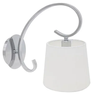 Image de Applique de type E14, finition chromée, abat-jour blanc, dimensions : 25 x 15 x 28 cm, idéale pour