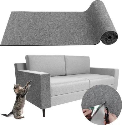 Produktbild von STILVORA Kratzbäume, Selbstklebende Katzen Kratzmatte, DIY zuschneidbarer Teppich 100×40 cm, schützt Möbel, bietet Katzen Spielspaß & Krallenpflege, Hellgrau