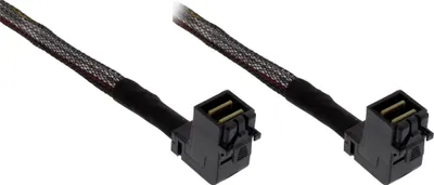 Zdjęcie produktu dla Kabel InLine® 27626A Mini-SAS HD, SFF-8643 do SFF-8643, obustronnie kątowy, z pasmem bocznym, 0,5 m