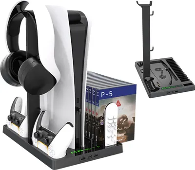 Produktbild von PS5 Gamepad-Ständer,Ablagefächer,Vertikalständer mit Kühlgebläse