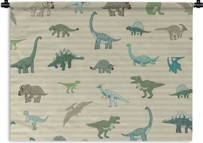 Produktbild von MuchoWow® Wandteppich Wandbehang Dinosaurier - Braun - Grün - Jungen - Mädchen - Kinder 150x112.50 cm Tapisserie Dekoration Wandtuch - Wanddecke - Wandteppiche