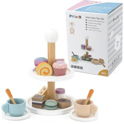 Immagine prodotto di Alzata per torta in legno Viga Polarb con cupcakes, biscotti e caffè, set da 15