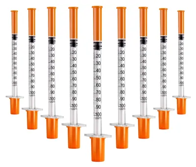 Productafbeelding van 100 stuks plastic tubes van 1 ml, maat 31G, diameter 8 mm, elk individueel verpakt