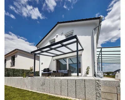 Produktbild von Terrassenüberdachung gutta Premium Polycarbonat opal 410,2 x 306 cm anthrazit