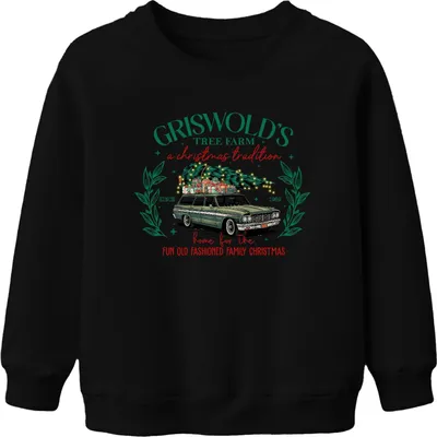 Produktbild von Griswold's Tree Farm Christmas Tradition - Weihnachten Xmas Uni Kinder Weihnachtspullover, Schwarz, 116