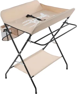 Produktbild von Baby Wickeltisch - Faltbare Wickelstation - Tragbar - Metallrahmen - Stauraum - Wickelfläche 80 x 63 cm - Für 0–12 Monate - Khaki