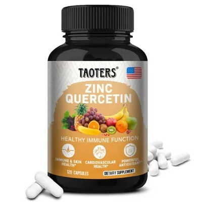 Obrázek produktu pro Quercetin 1000 mg + zinek (120 kapslí) Doplněk stravy, kůže, plíce, imunitní systém, antioxidant, krevní oběh, krevní tlak, zdraví srdce