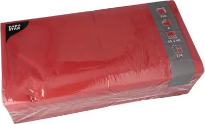 Zdjęcie produktu dla 1000 serwetek Papstar, 3-warstwowe, 1/4 składane 40 cm x 40 cm bordowe 82567