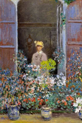 Produktbild von Claude Monet Kunstdruck Bild - Camille Monet Am Fenster, Argenteuil, 1873 (120 x 80 cm)