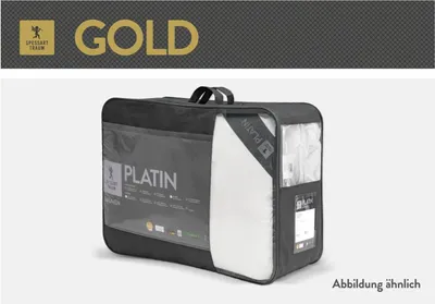 A product bag containing a duvet, with branding and text visible.
