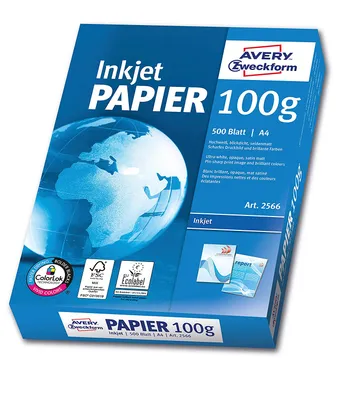 Zdjęcie produktu dla Avery Bright White Inkjet Papier - Weiß - A4 (210 x 297 mm) - 100 g/m² - 500 Blatt Normalpapier