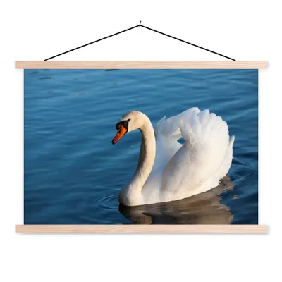 Produktbild von MuchoWow® Textilposter Schwan - Wasser - Vogel - Weiß 60x40 cm mit holzfarbenen Rahmen - Bilder
