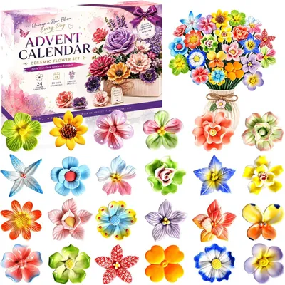 Immagine prodotto di Calendario dell'Avvento 2026 per bambine - Calendario di Natale con fiorellini in Vetroceramica