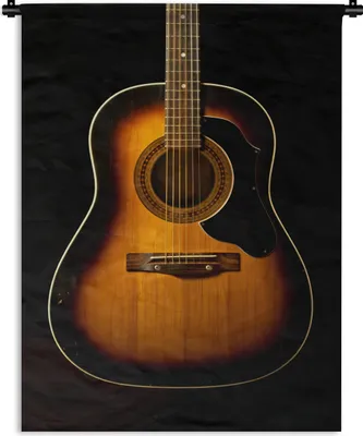 Produktbild von MuchoWow® Wandteppich Wandbehang Akustische Gitarre auf schwarzem Hintergrund 60x80 cm Tapisserie Dekoration Wandtuch - Decke - Wandtücher - Wohne