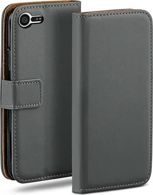 Produktbild von moex® Book Case kompatibel mit Sony Xperia X Compact - Hülle 360 Grad klappbar, Dunkelgrau