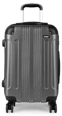 Image de Valise de voyage - Grande valise rigide à roulettes - Légère - En ABS - 4 roulettes doubles - 71 cm - Gris