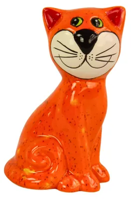 Produktbild von Dekofigur Katze aus Keramik orange - Keramikfigur Tierfigur Dekoration Deko Figur