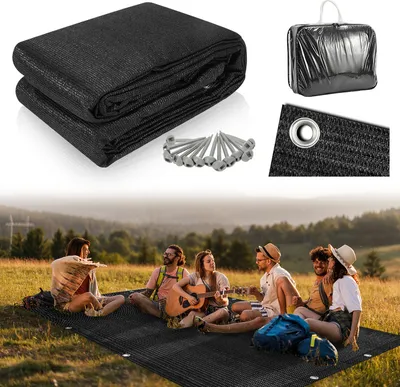 Obrázek produktu pro Aopunly Markýza Koberec 400x600cm Stan Koberec z HDPE Venkovní kempování Koberec včetně přenosné tašky Příslušenství Black