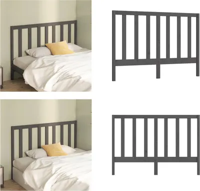 Produktbild von vidaXL Kopfteil Grau 141x4x100 cm Massivholz Kiefer - Bettkopfteil - Bettkopfteile - Kopfteil - Holzkopfteil