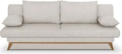 Image de Banquette Convertible 3 Places NAOTO, Tissu Beige, Coffre de Rangement, 202 x 98 x 98 cm