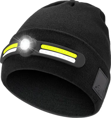 Produktbild von RGB-LED Strickmütze wiederaufladbar, farbwechselnde Beleuchtung, abnehmbares Modul, warmes Wintergeschenk