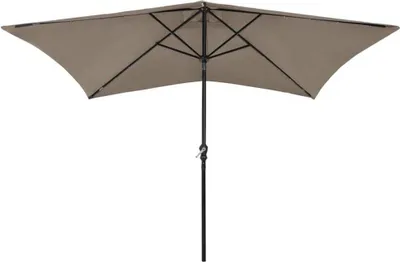 Image de vidaXL Parasol avec LED et mât en acier Taupe 2x3 m
