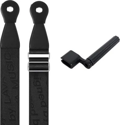 Image de Lava Music sangle de guitare Ideal Strap 2 noir avec manivelle pour cordes