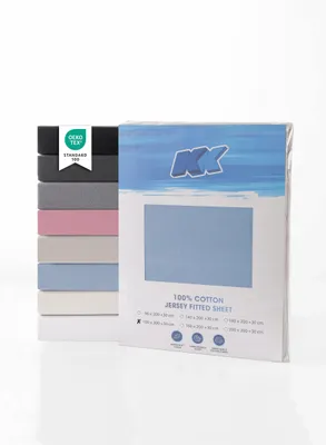 Immagine prodotto di Lenzuolo matrimoniale in jersey 100% cotone 100x200+30 cm, azzurro