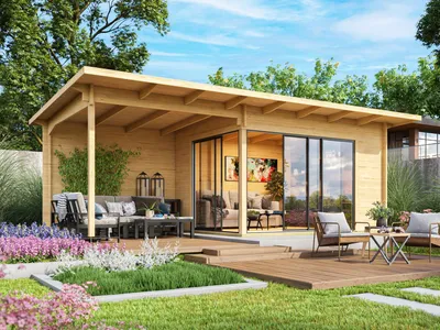 Produktbild von Fjordholz Gartenhaus Modell Starla 44 D